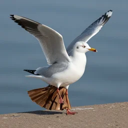 A seagull in a skirt