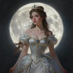 a beautiful digital painting of a princess, princess, the moon behind her, intricate, cinematic lighting, highly detailed, digital painting, concept art, smooth, sharp focus, illustration, art by tom bagshaw, artgerm and greg rutkowski - 1 0 0 k