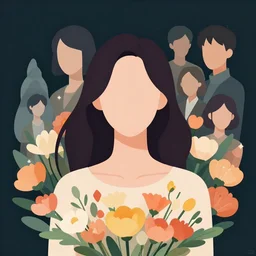 a woman with no face, surrounded by flowers. clean cel shaded vector art. shutterstock. behance hd by lois van baarle, artgerm, helen huang, by makoto shinkai and ilya kuvshinov, rossdraws, illustration, art by ilya kuvshinov