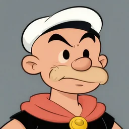 character design, matt damon ias popeye in max fleischer style, 2 d concept art head macro shot