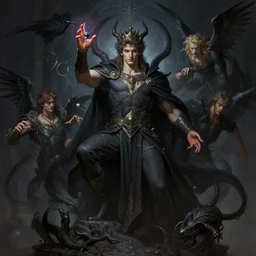 attractive male deity, casting dark magic, summoning handsome lucifer morningstar, fantasy, intricate, elegant, highly detailed, digital painting, artstation, concept art, matte, sharp focus, illustration, art by gaston bussiere, craig mullins, j. c. leyendecker