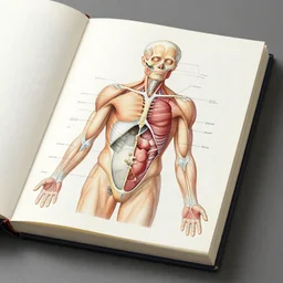 detailed accurate anatomical illustration of a hard cover book