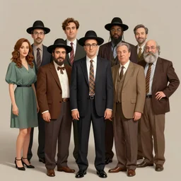 highly detailed illustration of all the known species of seinfeld cast, jewish, yiddish, kosher and gentile by juan gatti, by makoto shinkai, by moebius!, by oliver vernon