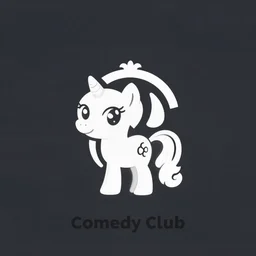 minimalist logo icon for a comedy club of my little pony, victo ngai, kilian eng, lois van baarle, behance, beeple, artstation