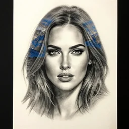 realistic tattoo sketch of megan fox face professional double exposure effect with beautiful mountain scenery, in the style of matteo pasqualin, amazing detail, sharp, faded