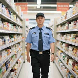 a security guard at a supermarket