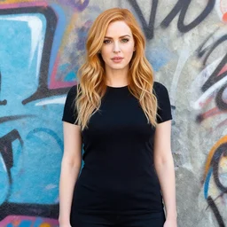 christina hendricks with graffiti street art,