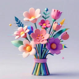 a beautiful glitched abstract geometric 3 d render by robert proch and robert heindel of a bouquet of flowers, color bleeding, pixel sorting, copper oxide and rust materials, brushstrokes by jeremy mann, cold top lighting, pastel purple background, beautiful lighting, trending on artstation