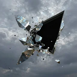 dark matter faceted reality breaks into fragments, the mother - of - pearl sky and the black window