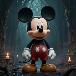 Mickey Mouse in elden ring, Gothic horror, cryengine