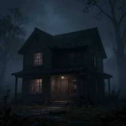 A dark house, horror, night, foggy night, octane render, 4k