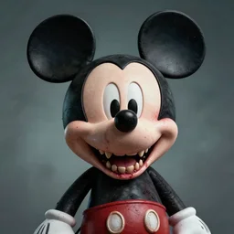 portrait of mickey mouse as a disgusting lovecraftian horror, too many teeth, high resolution photography