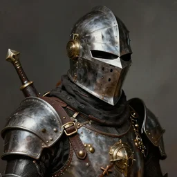 the doomslayer as a steampunk knight, realistic closeup portrait art by norman rockwell and donato giancola and greg rutkowski, asymmetricla!!