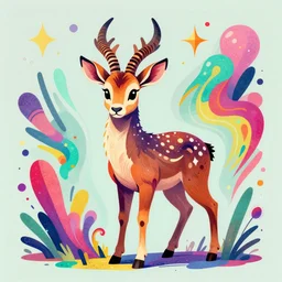 a dik dik monster colorful, funny, abstract, digital art, fantasy, magic, trending on artstation, ultra detailed, professional illustration by Basil Gogos