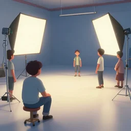 a photo of a animation filming set