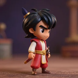 pixar warrior aladdin as nendoroid, side view, 8 k hd dof, kodak film,