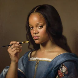 rihanna painted by a renascentist artist