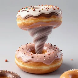 a tornado made of donuts, hyper realistic, trending on artstation