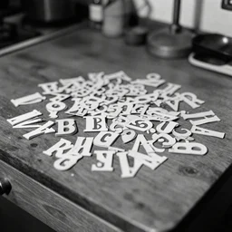 letters on the kitchen table, 1 9 5 0 s, black and white photo