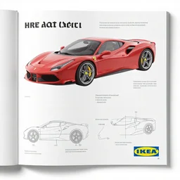 ikea manual instructions of a Ferrari car, printed booklet