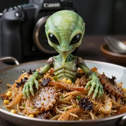 highly detailed professional studio closeup food photography of an alien meal, canon eos, 4 k