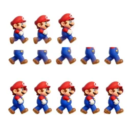 super mario bros 1 9 8 5 hd remaster, mario sprite walk cycle sequence, nintendo official media, white background, white background