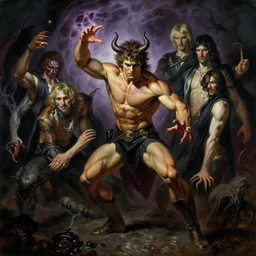 muscular magician man, casting dark magic, summoning handsome devil. highly detailed painting by gaston bussiere, craig mullins, j. c. leyendecker, tom of finland, 8 k