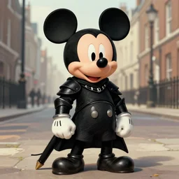 a beautiful illustration of mickey mouse as an assassin in black cloth armor in victorian london, by rutkowski, featured on artstation