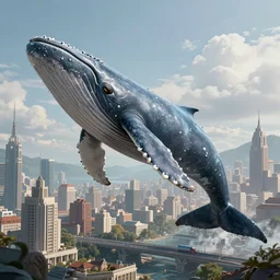 a city inside a whale, realistic, highly detailed, fantasy