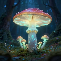 Art Of A Never Before Seen Animal In A Glowing Mushroom Forest