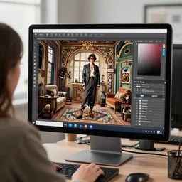 computer monitor, women's fashion model programmer, interior design, greg rutkowski, john singer sargent, anime, trending on artstation, intricate