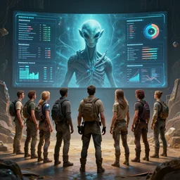 3 d rendered visualization depicting humanity's popularity with extraterrestrial cultures including statistics, digital display, highly detailed, full color