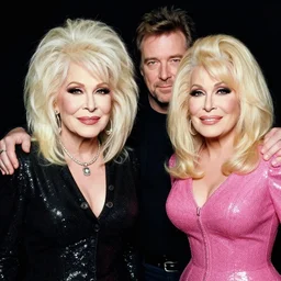 photograph of a person with the characteristics of mark e smith and dolly parton