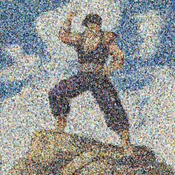 Dio Brando stands atop a rock and strikes a pose, Manga art, Yoji Shinkawa