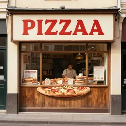 an old advertisement for a pizzeria