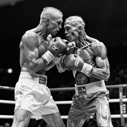 1 9 2 0 s black and white photo of body worlds boxing match, human anatomy