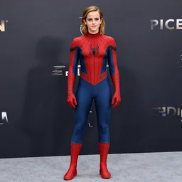 emma watson as spiderman, full body shot, highly - detailed, sharp focus, award - winning