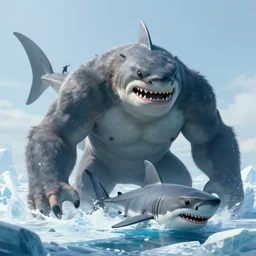 photo of A (gigantic) monster trapped under the ice and a giant shark by marc adamus
