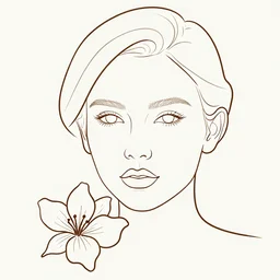 a pretty elegant women's face in one line art style with flowers, Vika levina, Continuous line art in minimalistic style for prints