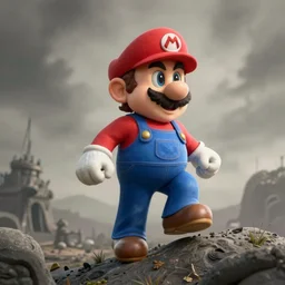Mario is ascending, photorealistic, desolate, terrifying, weird, strange, odd, uncanny, hyper realism, highly detailed, photorealism, smooth gradients, high contrast, photorealistic