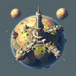 sci-fi colony on planet. isometric view, Unreal Engine, Greg Rutkowski, ArtStation