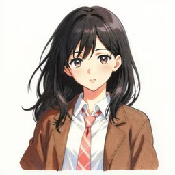 drawn portrait of an anime woman in thrifty clothing, very silly, very anime, trending artwork, 4 k, vibrant and dynamic