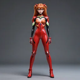 haute couture fashion reinterpretation of asuka langley's costume from evangelion. streetwear inspiration