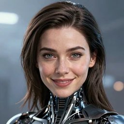 scifi emilia clarke looks like alita battle angel, elegant lady, big eyes, smiling face, extremely high detail, extremely high detailed face, cyborg, photorealism, emilia clarke, sony a 7 r