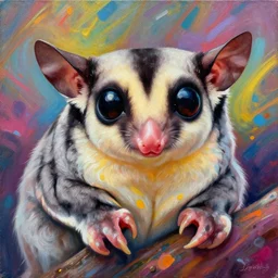 beautiful painting of sugar glider god, by gaston bussiere, j. c. leyendecker, craig mullins. trending on artstation, 8 k, masterpiece, graffiti paint, fine detail, full of color, intricate detail, golden ratio illustration, face enhance