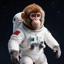 monkey wearing a space suite in space, 4k wallpaper, high quality photo