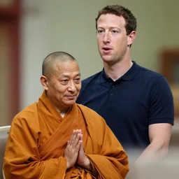 photo of mark zuckerberg, buddhist monk