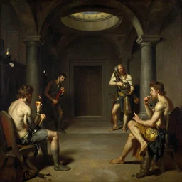 dungeon, painting by gaston bussiere, craig mullins, j. c. leyendecker, tom of finland