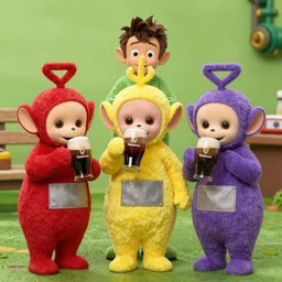the ginyu force and teletubbies drinking guinness beer by jim henson