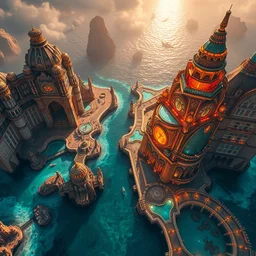 bright atlantis, extreme opulence, utopia, cinematic, futuristic, ultra realistic, ultra high detail aerial view